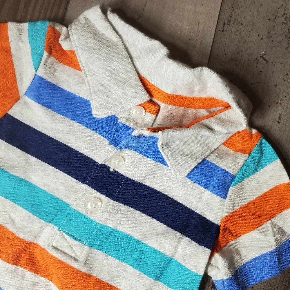 NWT Carter's Colorful Striped Polo Bodysuit Size 12m Baby Boy MSRP $20.00
